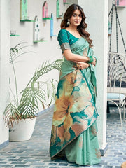 Premium Mint Green Banarasi Silk Saree with Jacquard Zari Work | Wedding, Party & Festival Wear Saree Malaysia | Soft Silk Saree with Blouse Piece