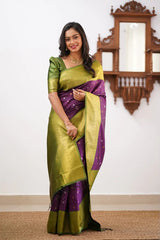 Floral Zari Silk Blend Banarasi Saree