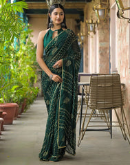 Green Color Georgette Saree With Sequence Work