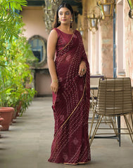 maroon  Color Georgette Saree With Sequence Work
