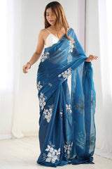 JimmyChoo Embroidery Work Saree With Unstitched Blosue