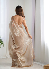 JimmyChoo sartin  Embroidery Work Saree With Unstitched Blosue