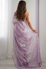 JimmyChoo sartin  Embroidery Work Saree With Unstitched Blosue