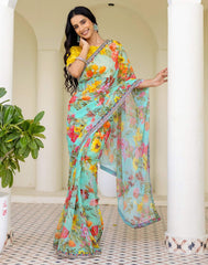 PISTA Color Georgette Saree With Sequence Work
