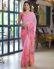 pink  Color Georgette Saree With Sequence Work