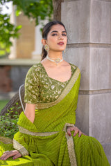 Mhenadi Color Georgette Saree With Sequence Work