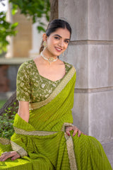 Mhenadi Color Georgette Saree With Sequence Work