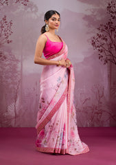pink  Color chinon  Saree With Sequence Work