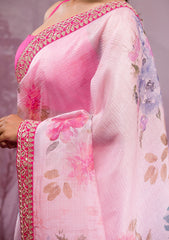 pink  Color chinon  Saree With Sequence Work
