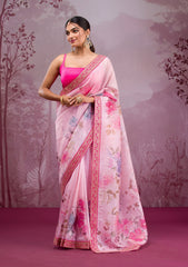 pink  Color chinon  Saree With Sequence Work
