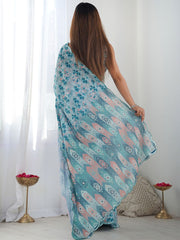 Light blue Color georgette  Saree With Sequence Work