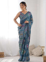 morpice Color georgette  Saree With Sequence Work
