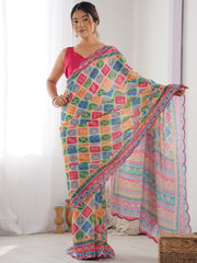 multi Color georgette  Saree With Sequence Work