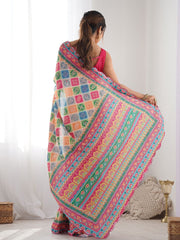 multi Color georgette  Saree With Sequence Work