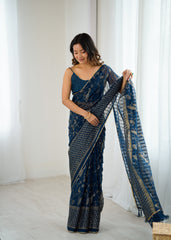 morpich Color georgette  Saree With Sequence Work
