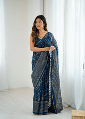 morpich Color georgette  Saree With Sequence Work