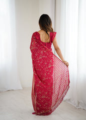 pink  Color georgette  Saree With Sequence Work