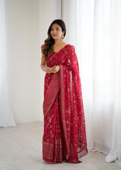 pink  Color georgette  Saree With Sequence Work