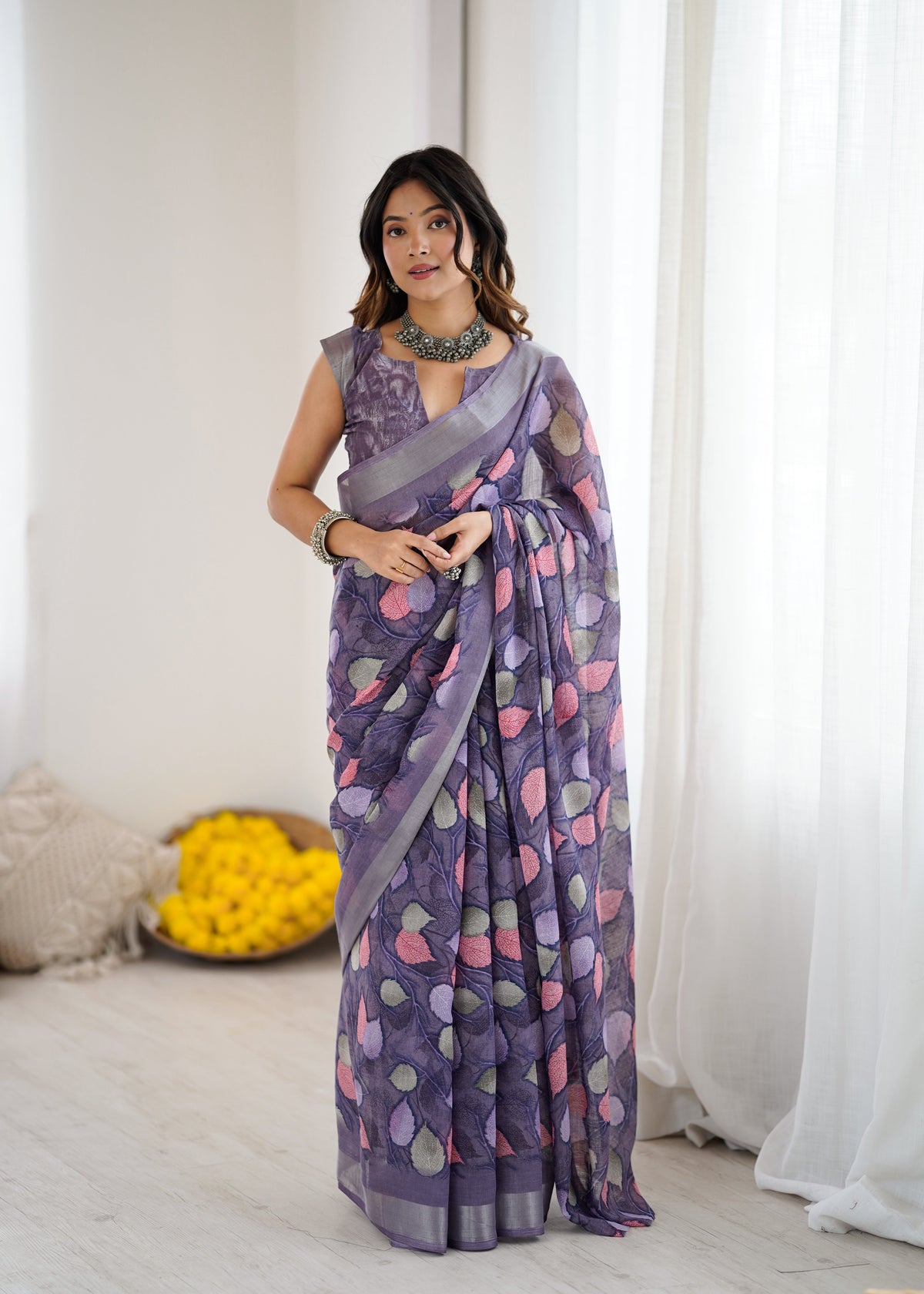 lovender Color lilanpatta Saree With Sequence Work