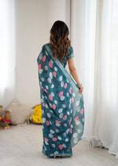 morpich Color lilanpatta Saree With Sequence Work