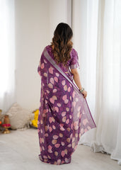 purple Color lilanpatta Saree With Sequence Work