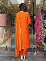 ORANGE COLOURED JACQUARD WEAR KURTA SET