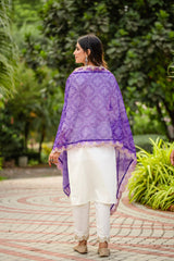 WHITE COLOURED  WOMEN'S ROMAN SILK EMBROIDERED  KURTA WITH PANT DUPATTA SET