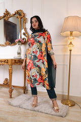 ✨ Premium Muslin Printed Embroidered Kurta Set with Trouser & Nazbin Crape Dupatta ✨