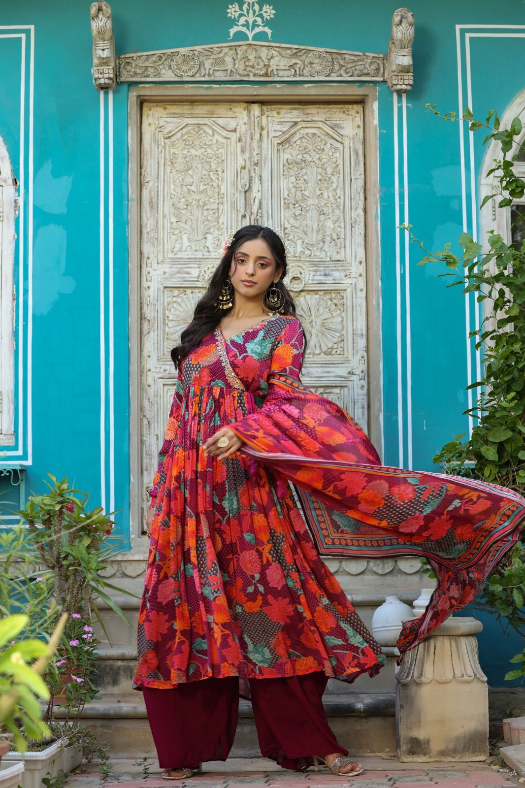 (Om-VoGue) floral pazzo kurti set