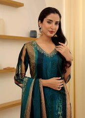 AALIYA  BLUE COLOURED  WOMEN'S  SOFT RAYON SLUB  KURTA WITH PANT DUPATTA  SET