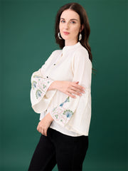 C01 Fancy Glamorous Women’s Tops & Tunics – Cotton Blend Solid Design | Stylish 3/4 Sleeve Casual & Office Wear Malaysia 2025