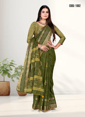 Party wear Zari Weaving Jacquard border Viscose saree with blouse for women