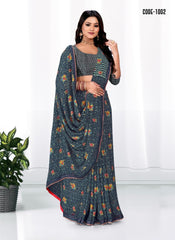 Woven Zari border Georgette saree with blouse for women