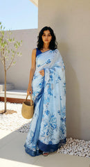 Digital Printed Cotton Saree with Blouse Piece | Lightweight Party Wear Saree | Ready to Ship – Malaysia Online Shopping