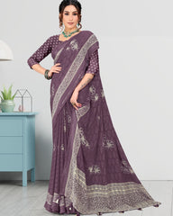Jacquard Butta Satin border Georgette saree with blouse for women