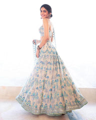 Dusty georgette multi thread Lehenga choli