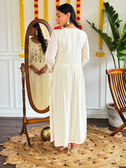 WHITE COLOURED WOMEN  EMBROIDERY WORK KURTA SET