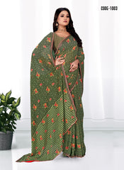 Woven Zari border Georgette saree with blouse for women
