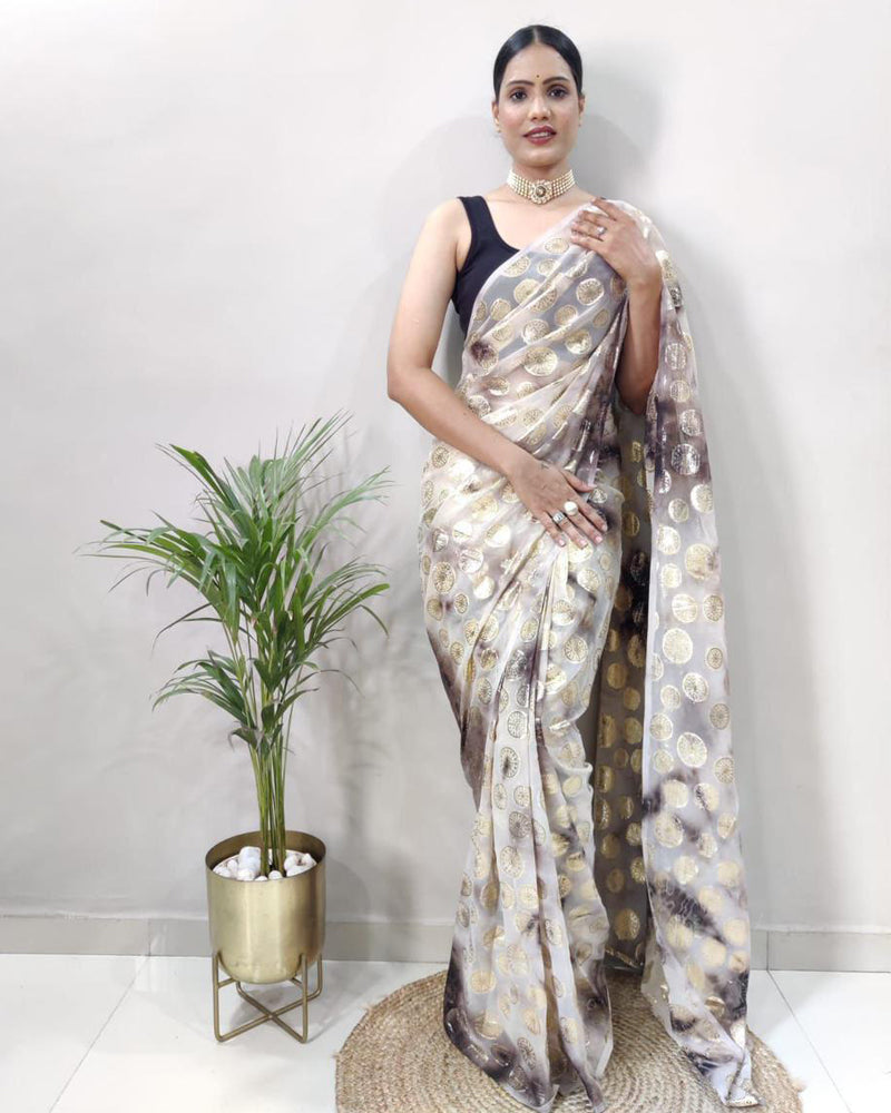 Premium Georgette golden weaves Ready to wear sarees
