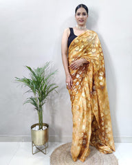 Premium Georgette golden weaves Ready to wear sarees