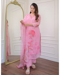 HARLIN LIGHT PINK  COLOURED WOMEN'S  EMBROIDERY  KURTA SET