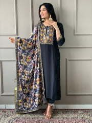 HAZEL BLACK COLOURED VISCOSE   RAYON  KURTA SET