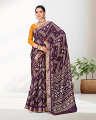 Festive wear Zari Weaving Jacquard border Viscose saree with blouse for women