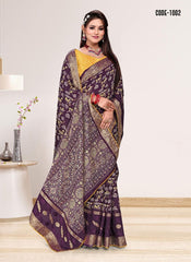 Jacquard Butta Soft cotton saree with blouse for women