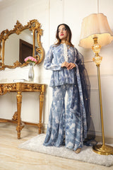 Floral Printed Empire Kurti With Sharara & Dupatta