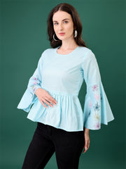 C05 Classy Graceful Women’s Tops & Tunics – Solid Cotton Blend | Elegant 3/4 Sleeve Casual & Office Wear Malaysia 2025