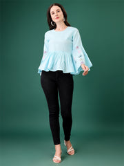 C05 Classy Graceful Women’s Tops & Tunics – Solid Cotton Blend | Elegant 3/4 Sleeve Casual & Office Wear Malaysia 2025