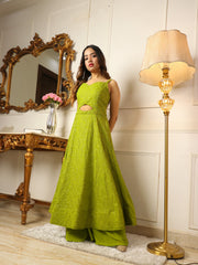 WOMEN FLORAL EMBROIDERED KURTA WITH PALAZZOS & WITH DUPATTA