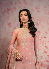 'Peach Pink Embroidered Sharara Suit'