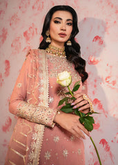 'Peach Pink Embroidered Sharara Suit'